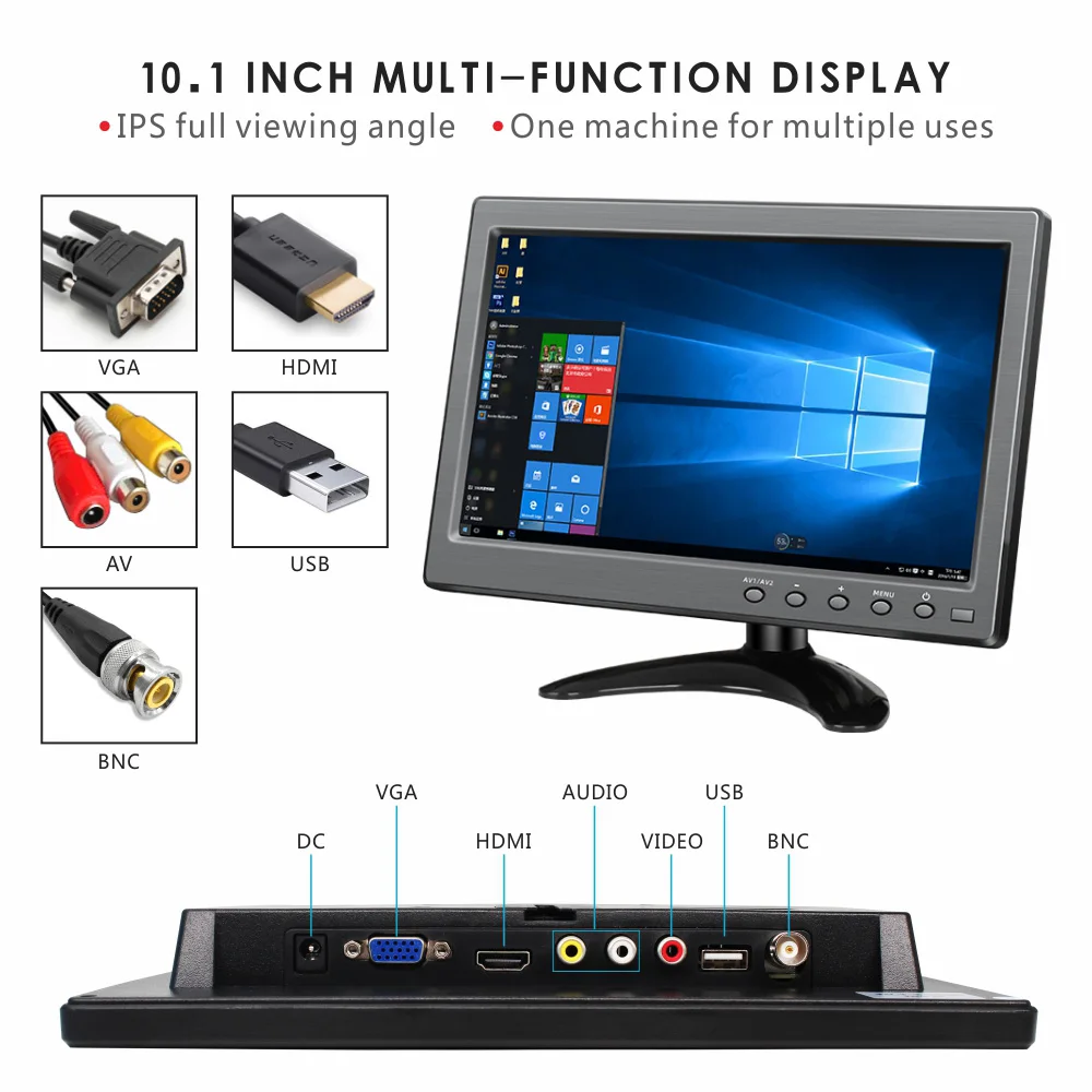 10 дюймов 1080P HD-MI BNC монитор портативный LCD PC TV Stock Trading компьютер дисплей динамик для видео CCTV