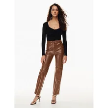 High-waisted Leathers Pant Custom Brown High Waist PU Color Women Leather Pants