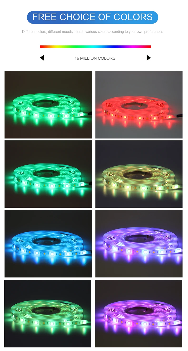 5050 RGB Light Strip Set with WiFi12V Waterproof LED Tape Lights with ...