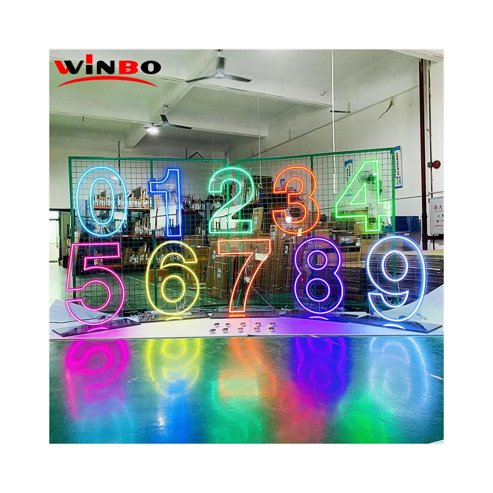 Winbo Free Design Rgb Neon LED Numbers Signs Standing Hang No Moq Logov 3ft 4ft Letters Large Flex Custom Neon Numbers