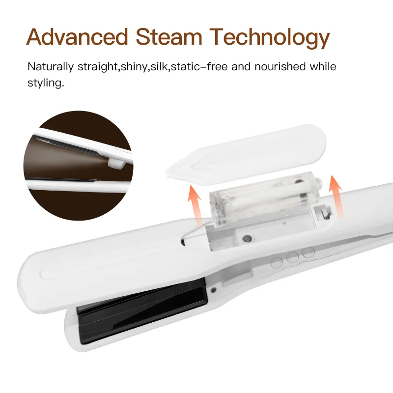 Ultrasonic Cool Steam Infrared Function for Hair Treatment 7ml Water Tank 2 in 1 Hair Straightener and Curler