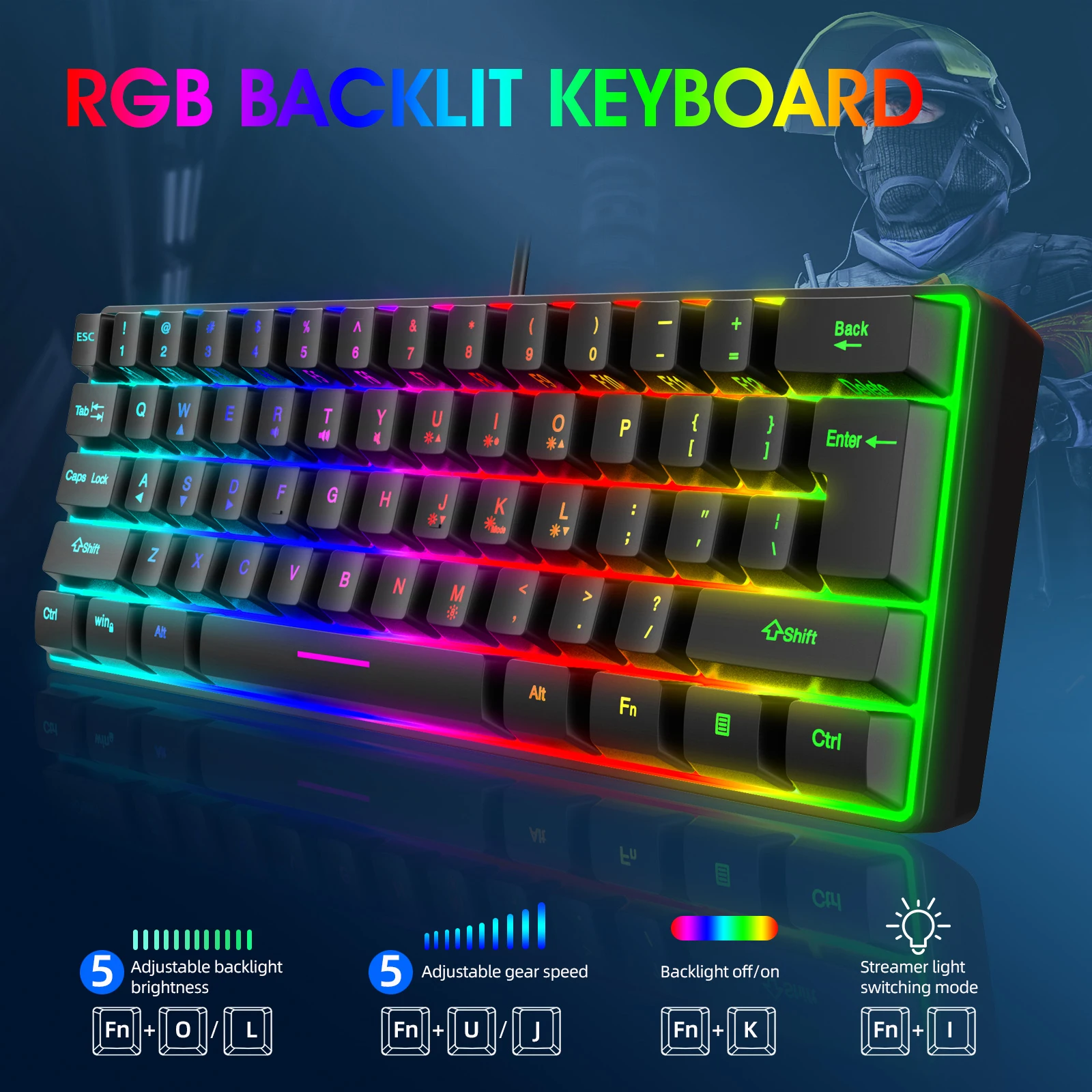 Custom Computer Keyboards Rgb Backlight Laptop 60% Mini Gaming Keyboard ...