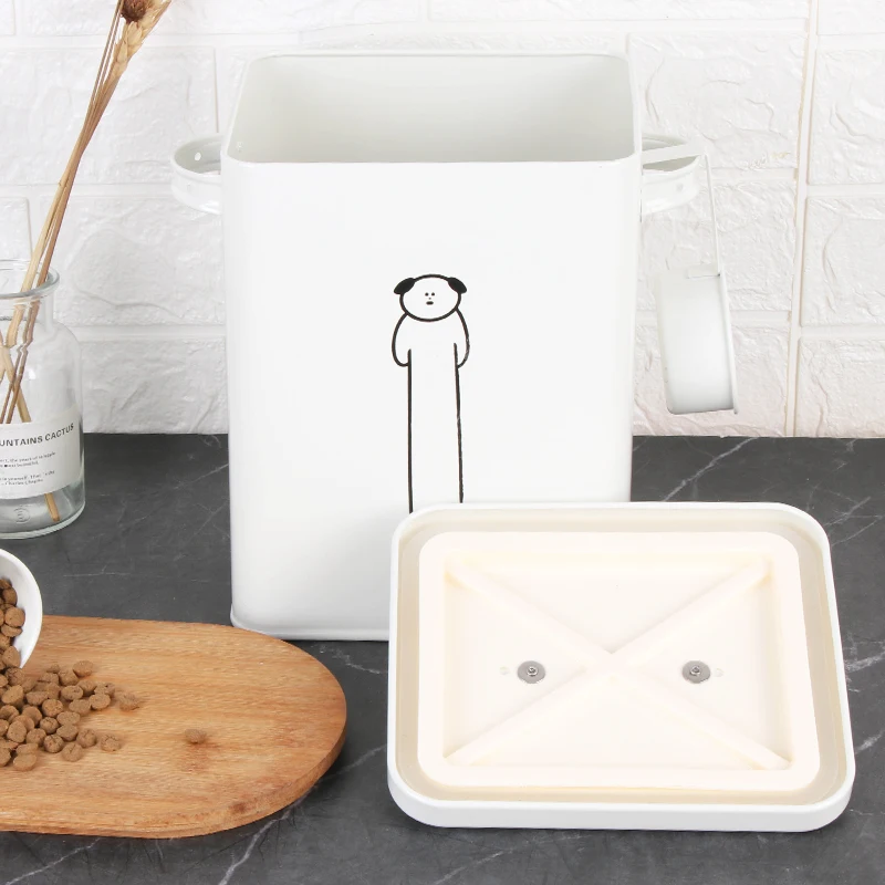 Sealed Pet Food Storage Bucket Metal Storage Box Dog Food Container Tin With Scoop