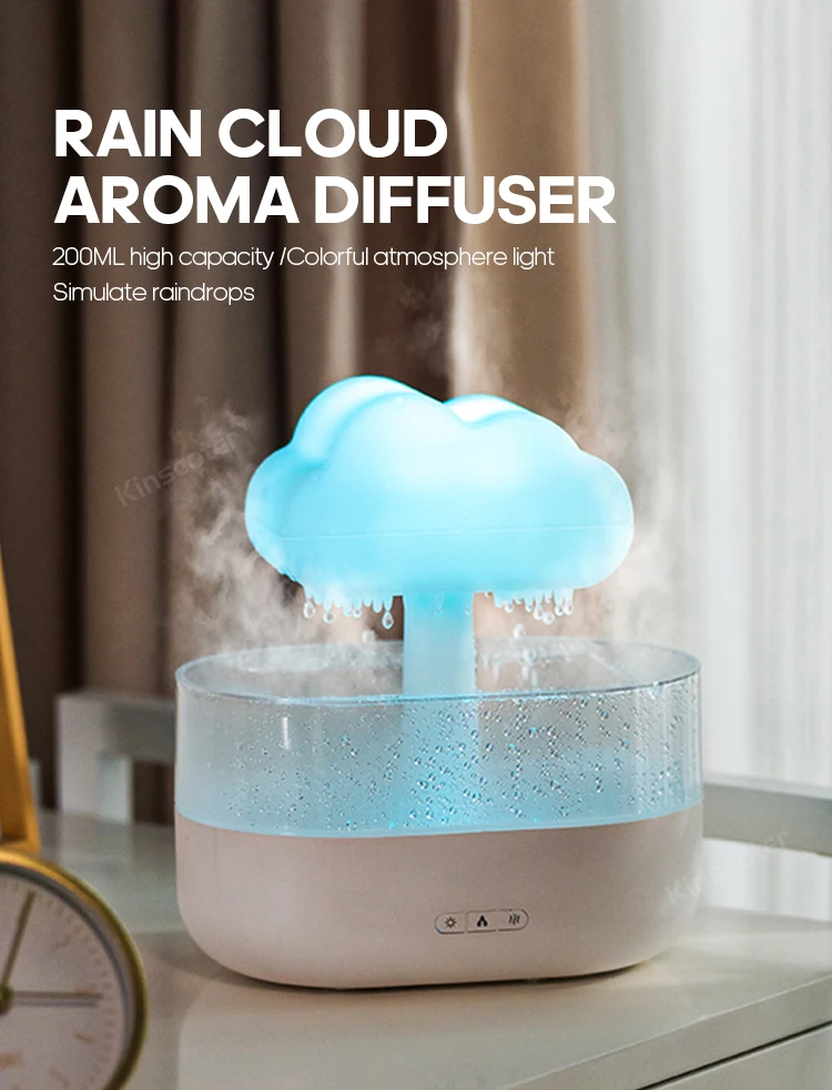 7 Color Lights Rain Cloud Humidifier & Essential Oil Diffuser for Home ...