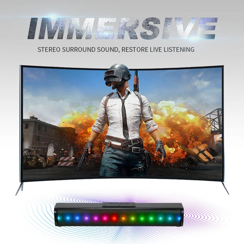 Звуковая коробка 10 Вт RGB светодиодная подсветка Саундбар беспроводной динамик мини сабвуфер звуковая