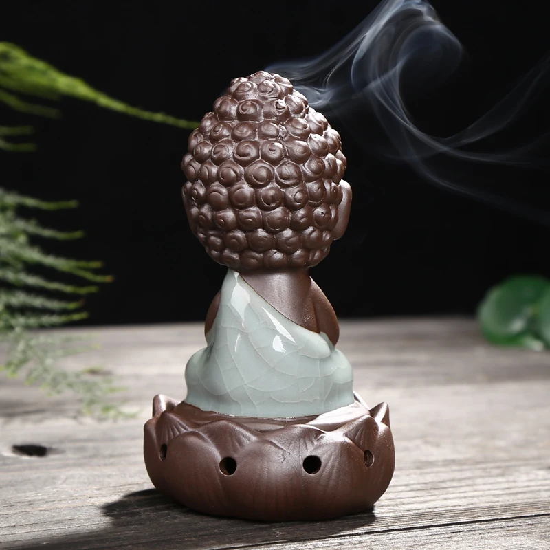 The Little Monk Censer Use in Home Teahouse Creative Home Decor Small Buddha Incense Holder Backflow Incense Burner