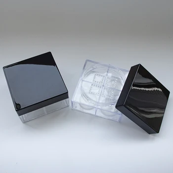 Square AS clear Custom logo 4 Holes Empty Plastic Loose Powder Jar