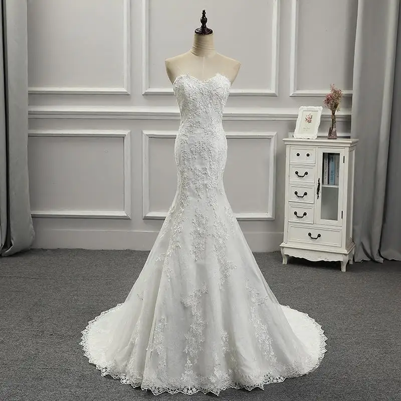 white tube wedding dress