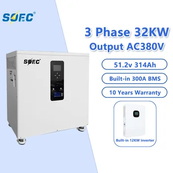 51.2V 600Ah 3 Phase AC 380V 30kWh Home Solar System Built-in LiFePO4 Battery Energy Storage with CAN Communication off Grid
