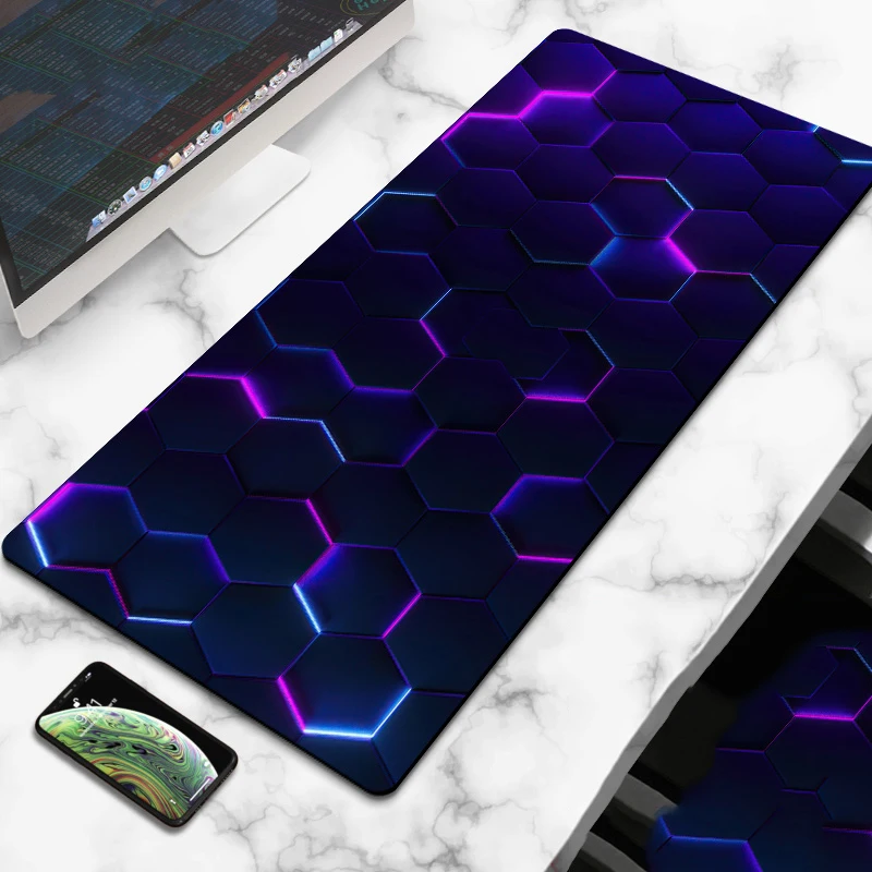XXL 90x40 cm black and white large mousepad computer gamer office stitched edge keyboard desk mat washable non-slip