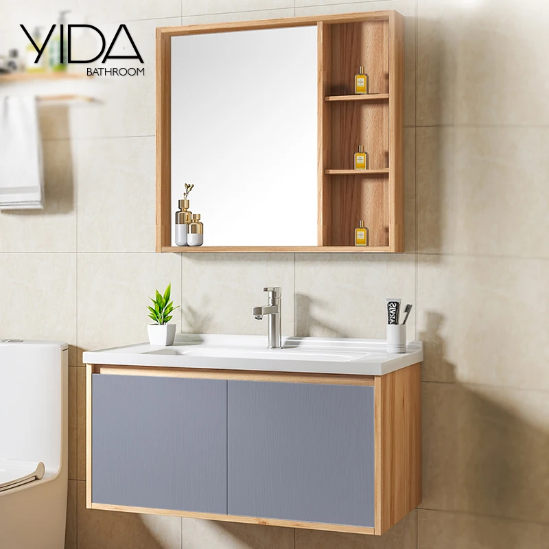 Горячая Распродажа настенный маленький готовый Простой дешевый современный шкаф для ванной комнаты с зеркалом