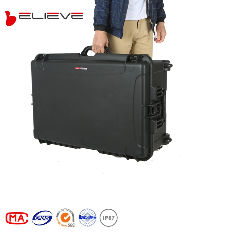 Plastic Hard Case with Wheels Weather-Proof Waterproof EVA Foam Lining for Outdoor Tool Storage OEM Supported