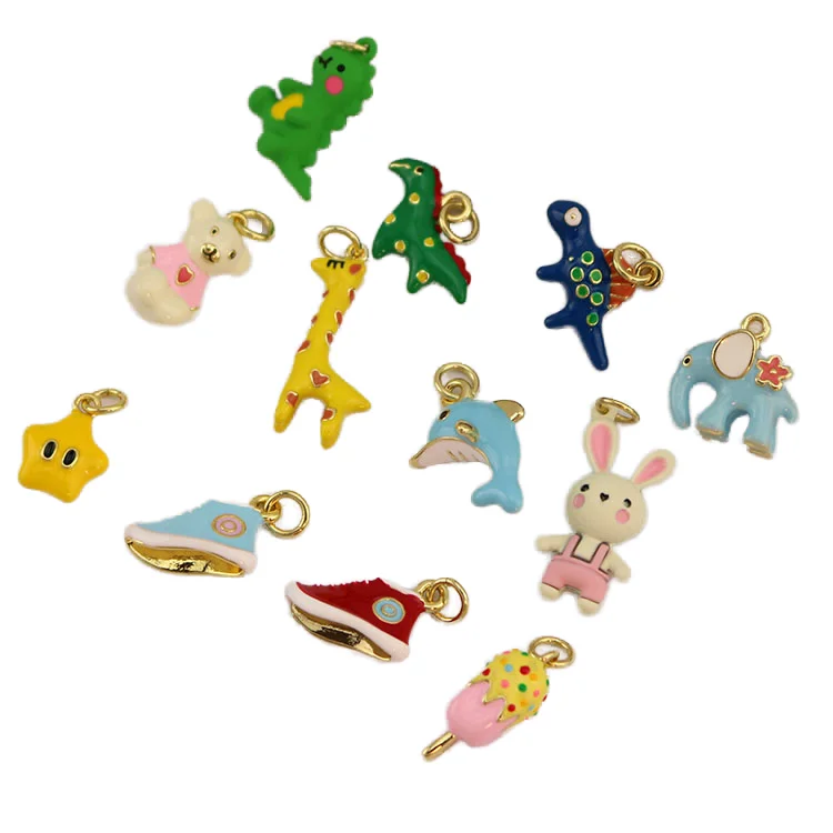 100PCS Cute Cartoon Resin Charms Bulk Set - 3D Animal Pendants For DIY Jewelry Making