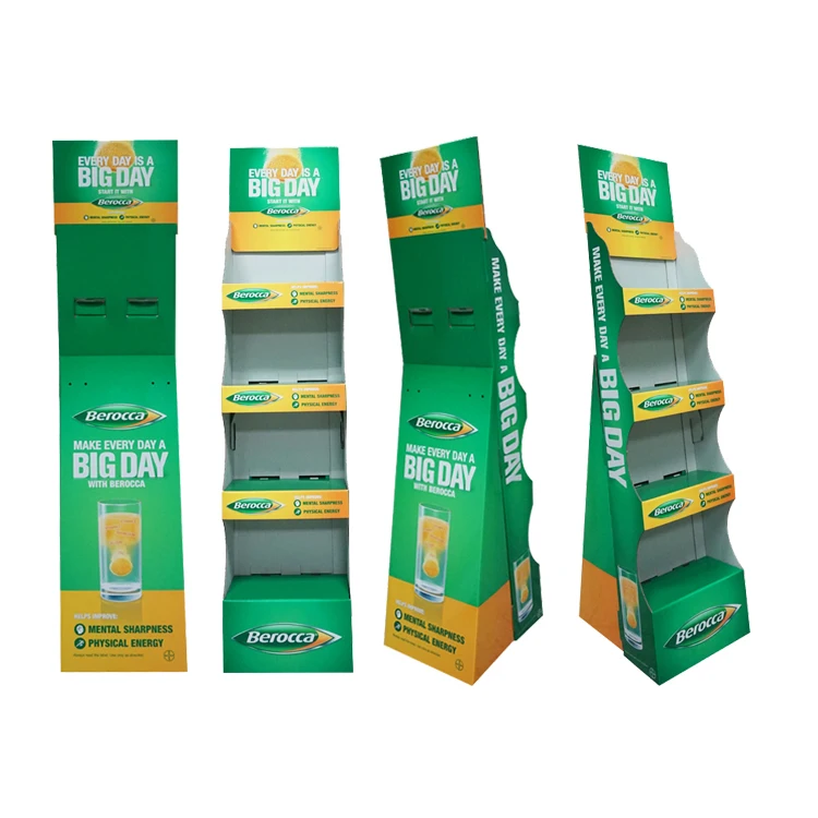 Foldable Cardboard Floor Display Racks Bottle Shape Storage Corrugated Stand for Liquor Retail Shop