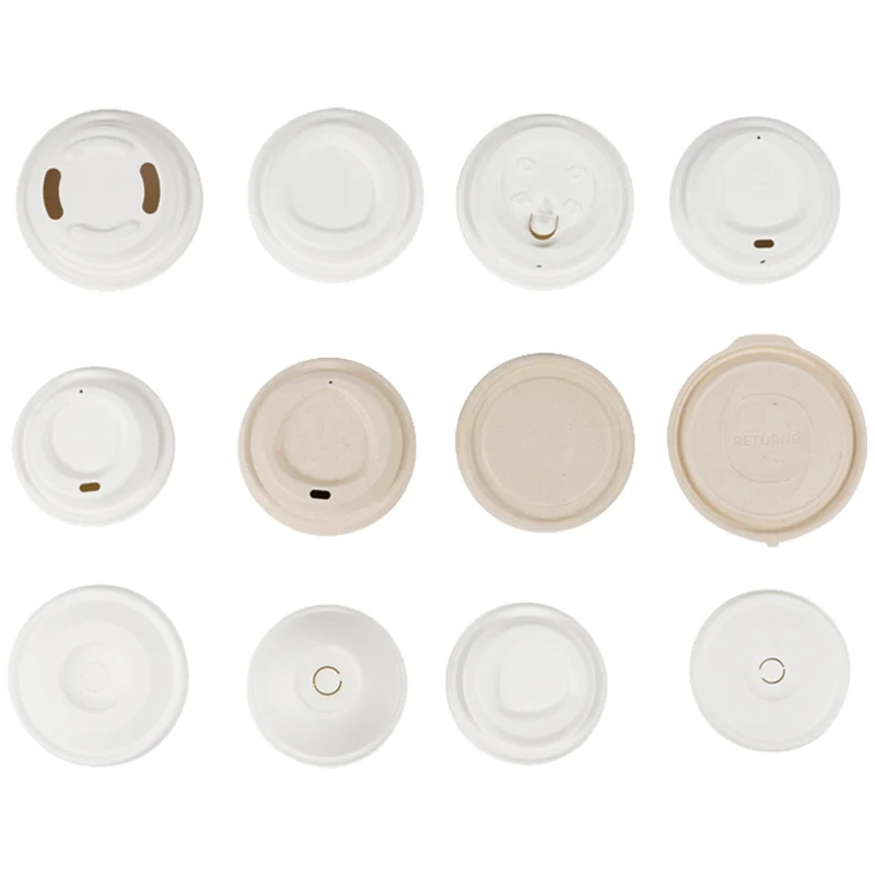 Cups Flat Plastic Lids Dome Paper Pulp Lid For Coffee Cup