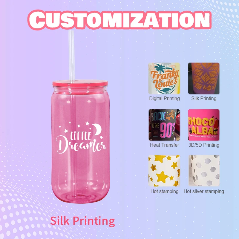 Многоразовая прозрачная акриловая пластиковая банка для пива, 16 унций