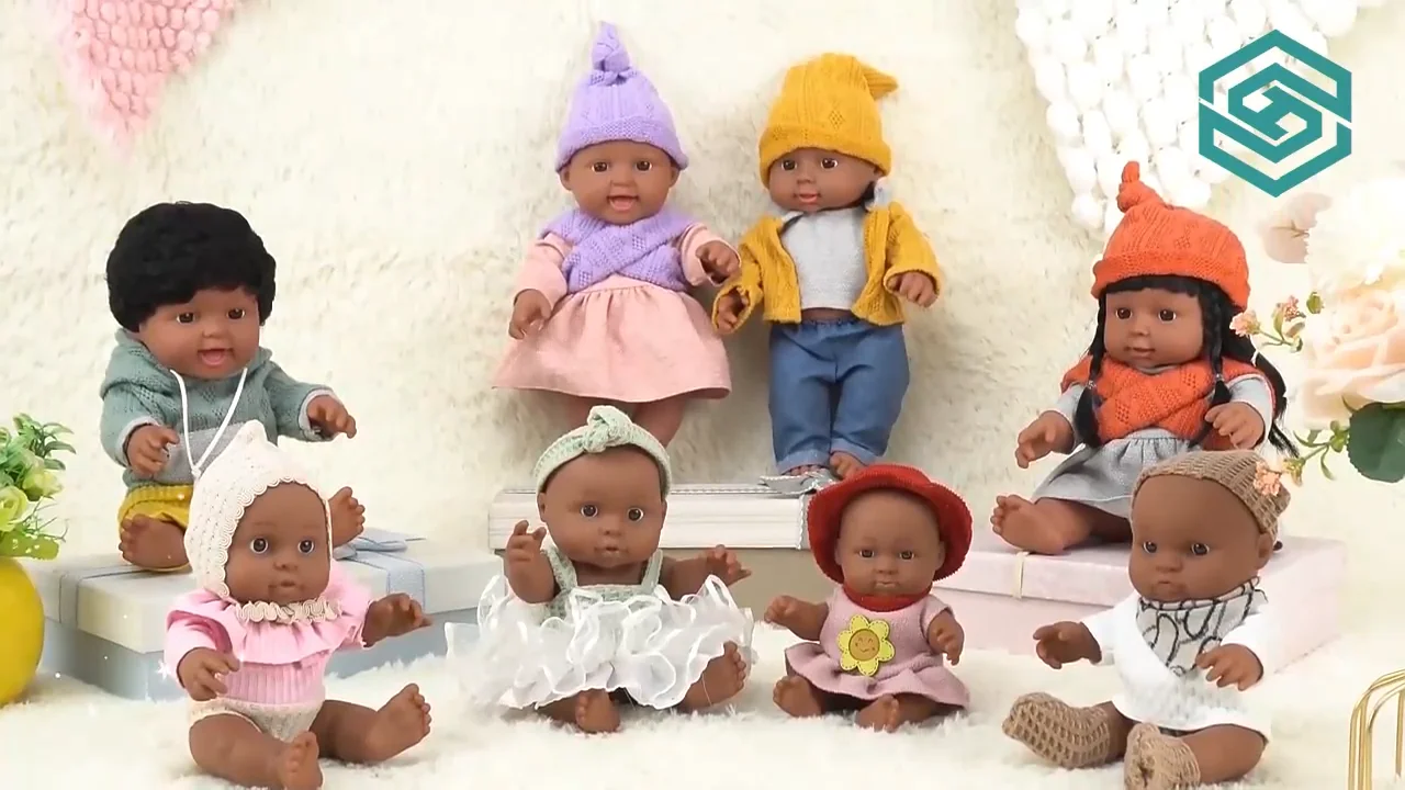 Hs Toy 30cm Full Body Vinyl Newborn Toys American African Black Baby
