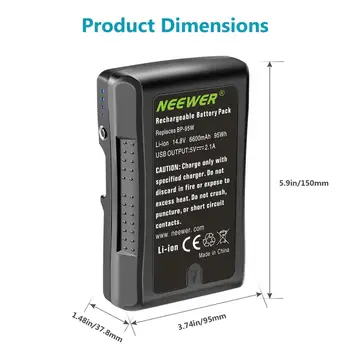 Neewer V Mount/V Lock Battery - 95Wh 14.8V 6600mAh Rechargeable Li-ion Battery for Broadcast Video Camcorder,For  HDCAM detail image