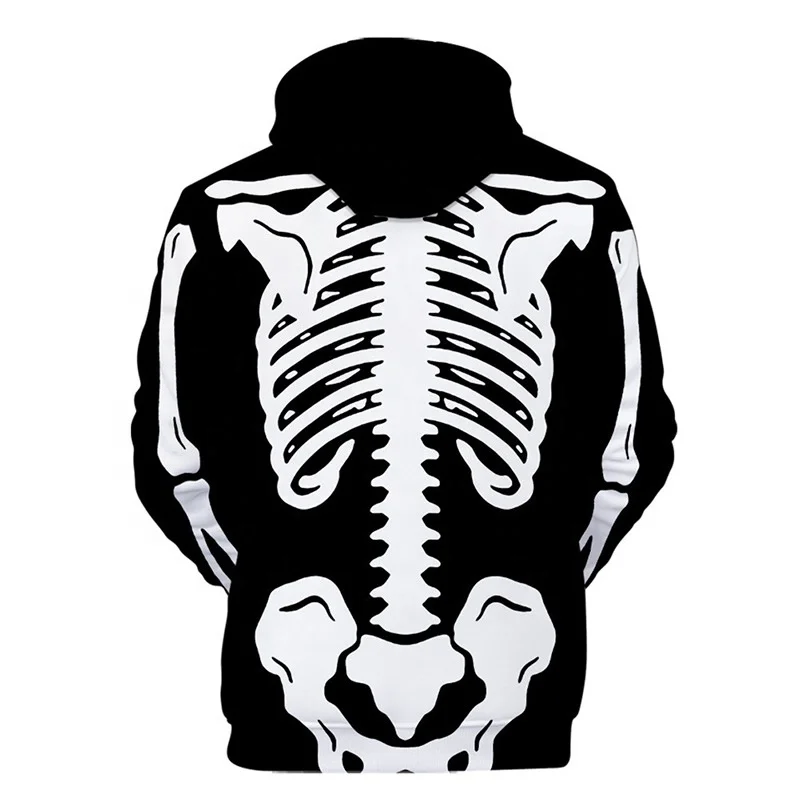 black og skeleton moletom com capuz