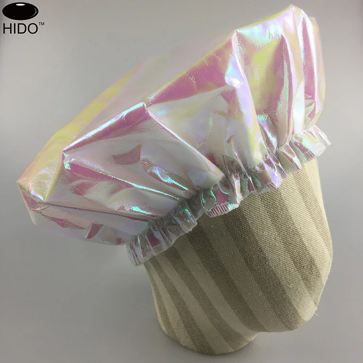 Hot Selling Iridescent Reusable Double Layer Bath Cap Shower Cap