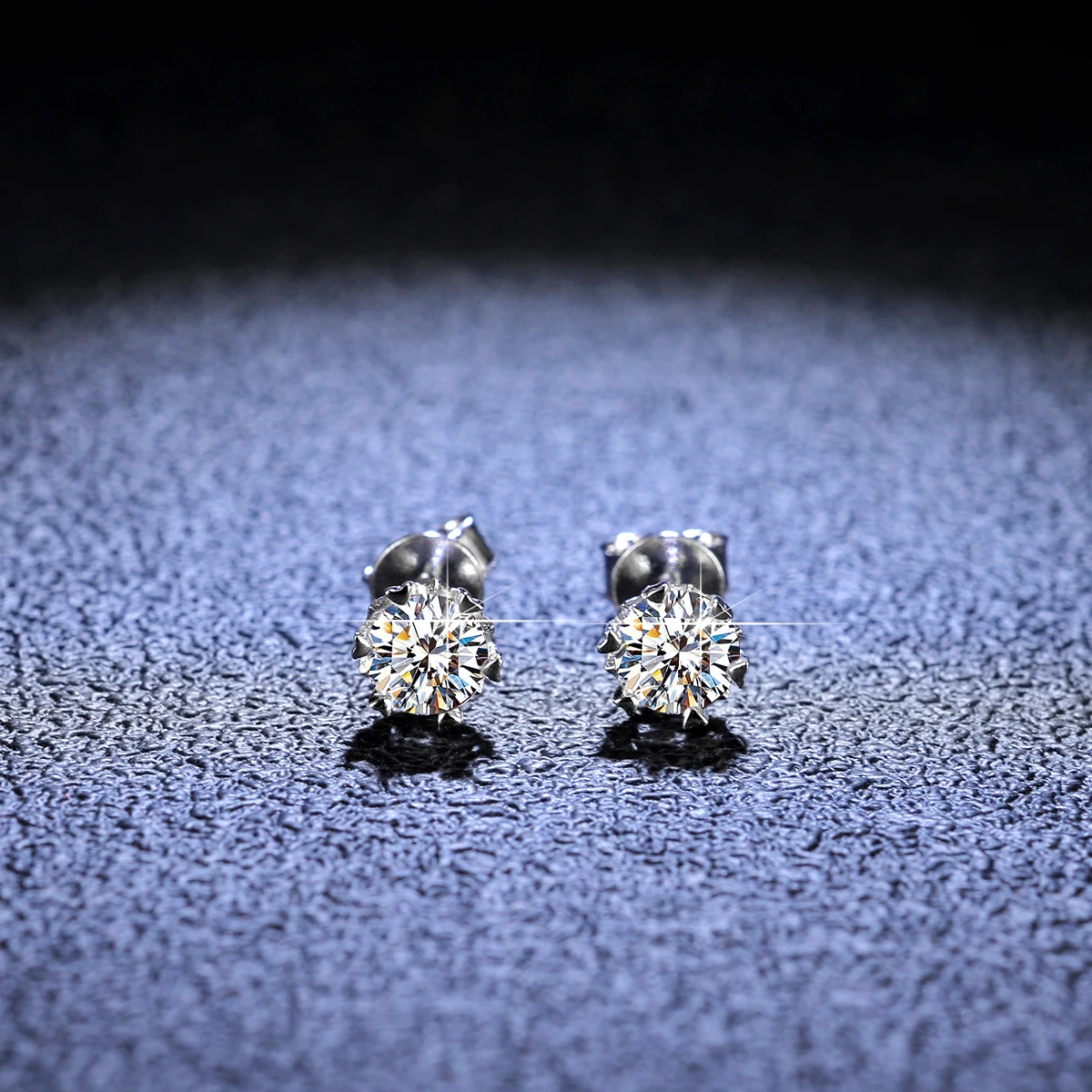 925 Sterling Silver 1ct Moissanite Round Stud Earrings Bridal Wedding Gift