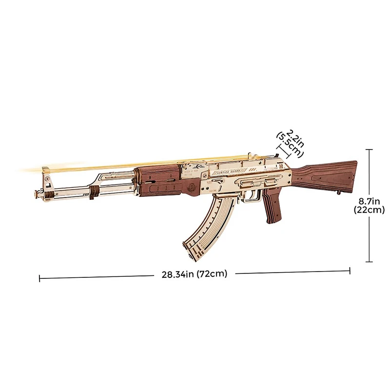 Robotime Rokr US Warehouse 3D Wooden Puzzles LQ901 Rubber Band Gun Model Kit Toy Guns for Adults