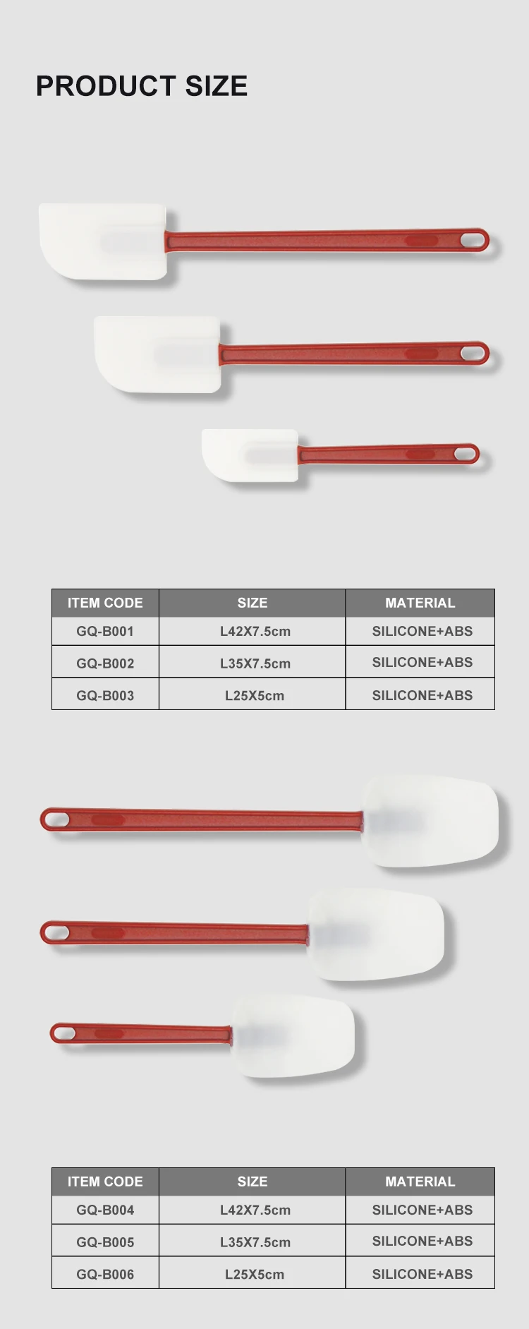 Wholesale commercial baking accessories 10/ 14/ 16 inch  plastic handle silicone kitchen rubber spatula manufacture