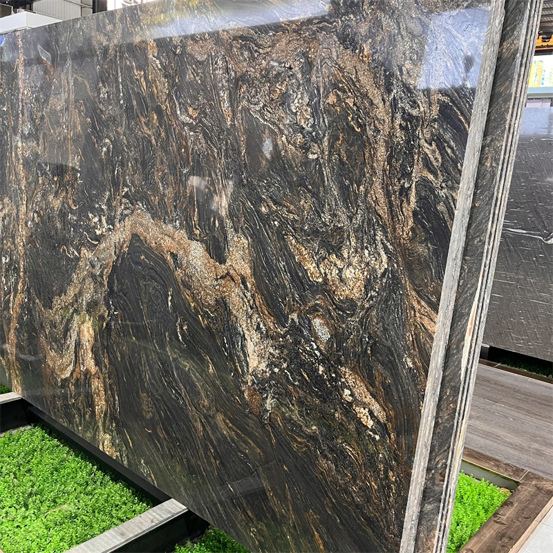 product top quality cosmic gold granite slabs for hotel wall and floor black granite with gold veins slab countertop-2