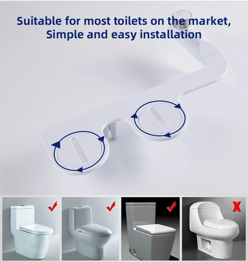 Simple Slim Dual Nozzle Bidet Attachment With Nozzle Self-cleaning, Hot Selling Non Electric Shattaf Bidet Toilet Seat factory