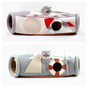 New Style Pet Supplies Cat Tunnel Four Seasons Cat Toys Scratching Board Folding Semi-Enclosed Cat Tunnel