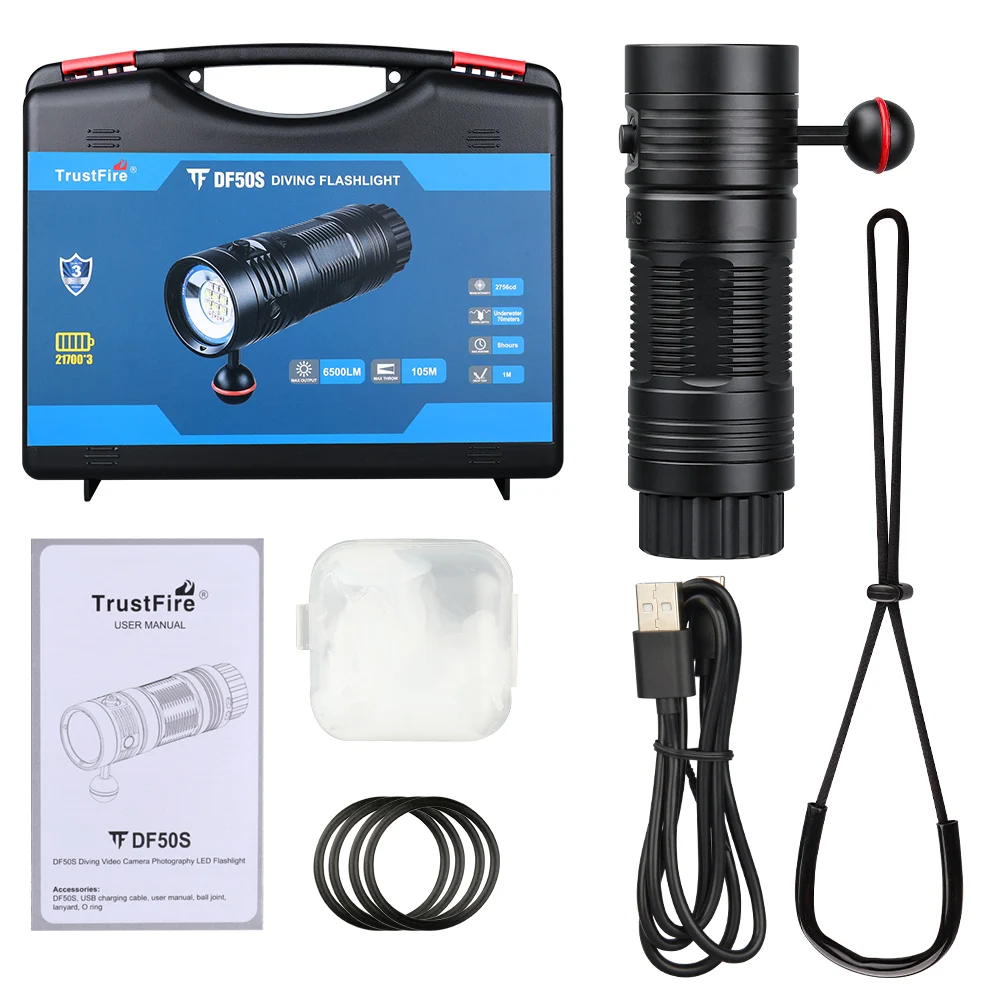 TrustFire DF50S 6500LM スキューバダイビング懐中電灯 水中70M対応