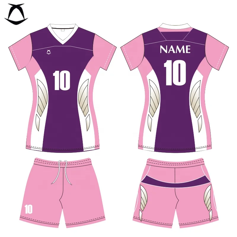 Latest Cheap pink Volleyball Jersey Custom Design Sublimation Mens Team  Volleyball Uniforms - Main Image