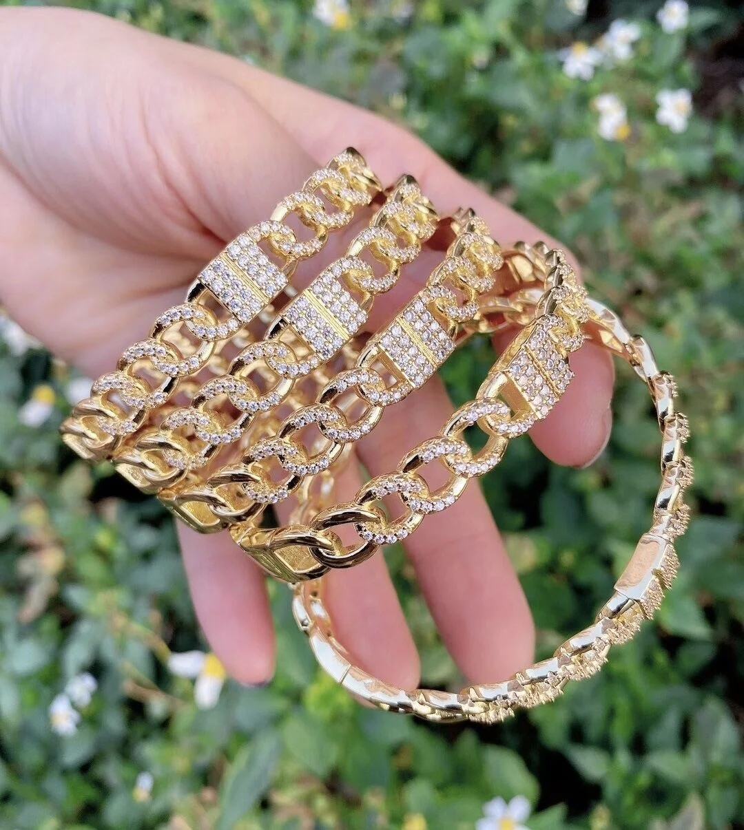 Women's 18K Gold Plated Sparkling Opening Bracelet Cuff — Fashion Bangle, Nickel-Free, Handmade