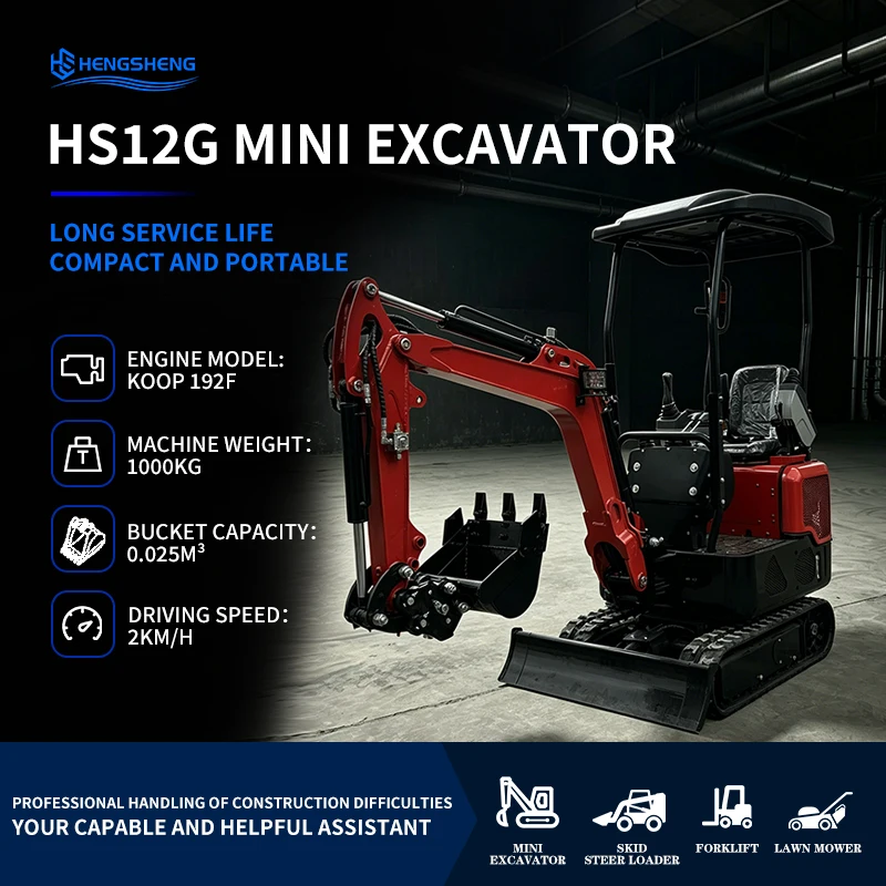 OEM Manufacturer 1ton Mini Excavator EPA/CE/EU KOOP Single Cylinder Engine Mini Crawler Excavator Low Maintenance Free Shipping
