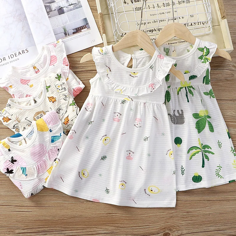 Toddler Girls Dresses 2024 Summer Ruffle Sleeve A Line Casual Children ...