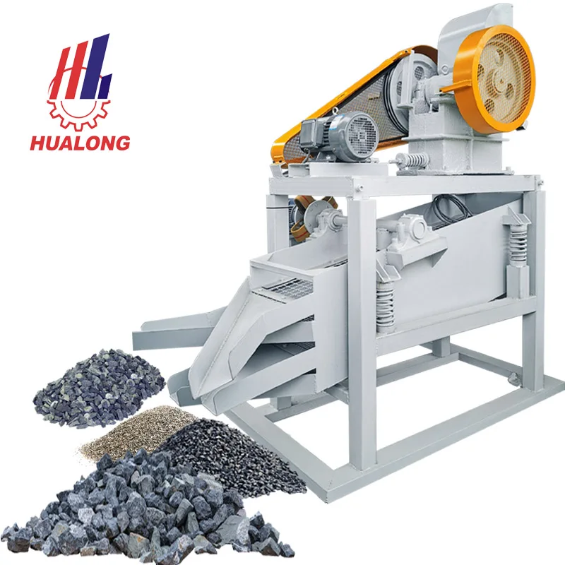 Hualong Machinery HLSP-1218z Automatic Screening Small Marble Granite  Jaw Crusher Machine Stone Crushing with Vibrating Screen