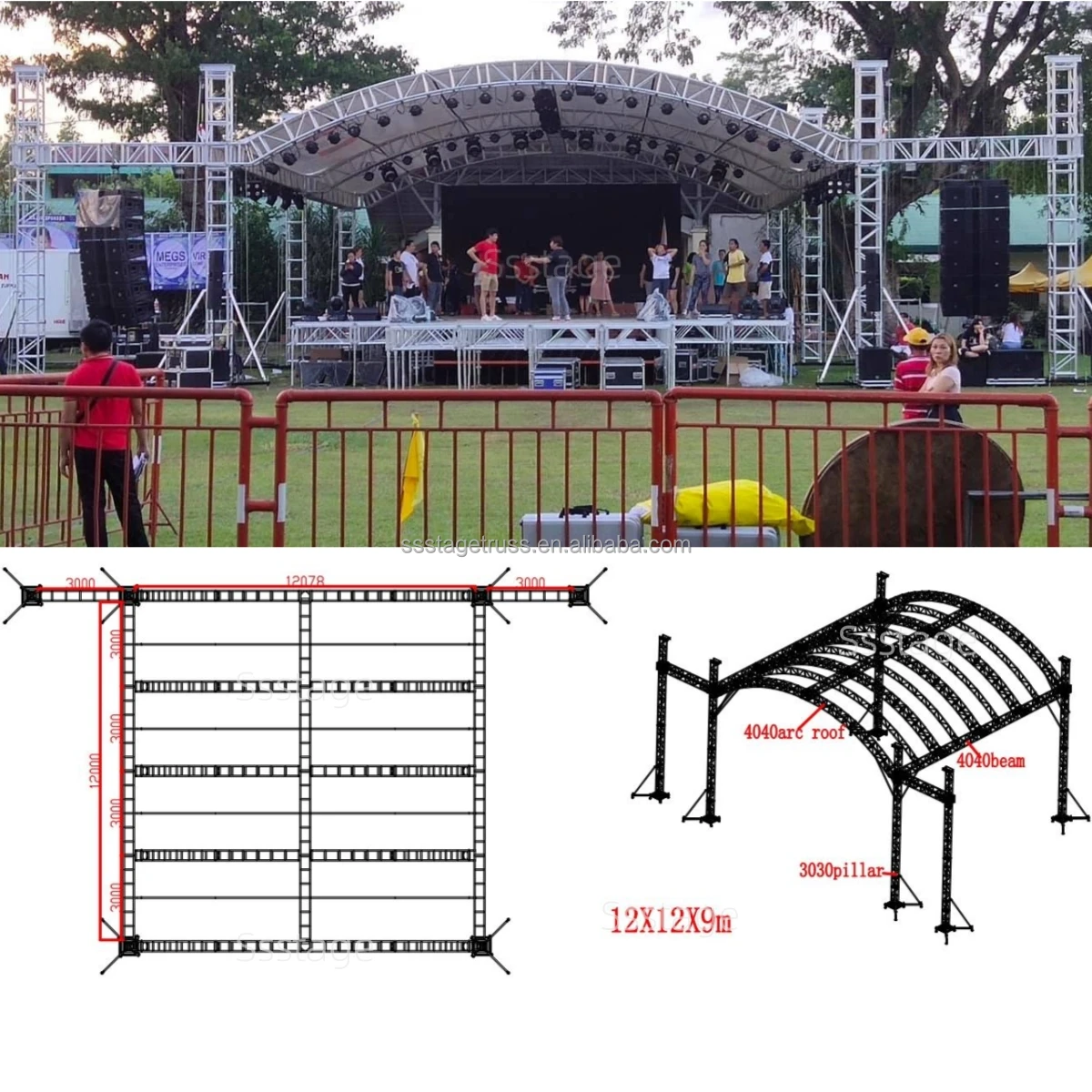 Hot Selling High Quality Durable Outdoor Wedding Party Stage Event Truss Concert Lighting Speaker Display Lift System Design