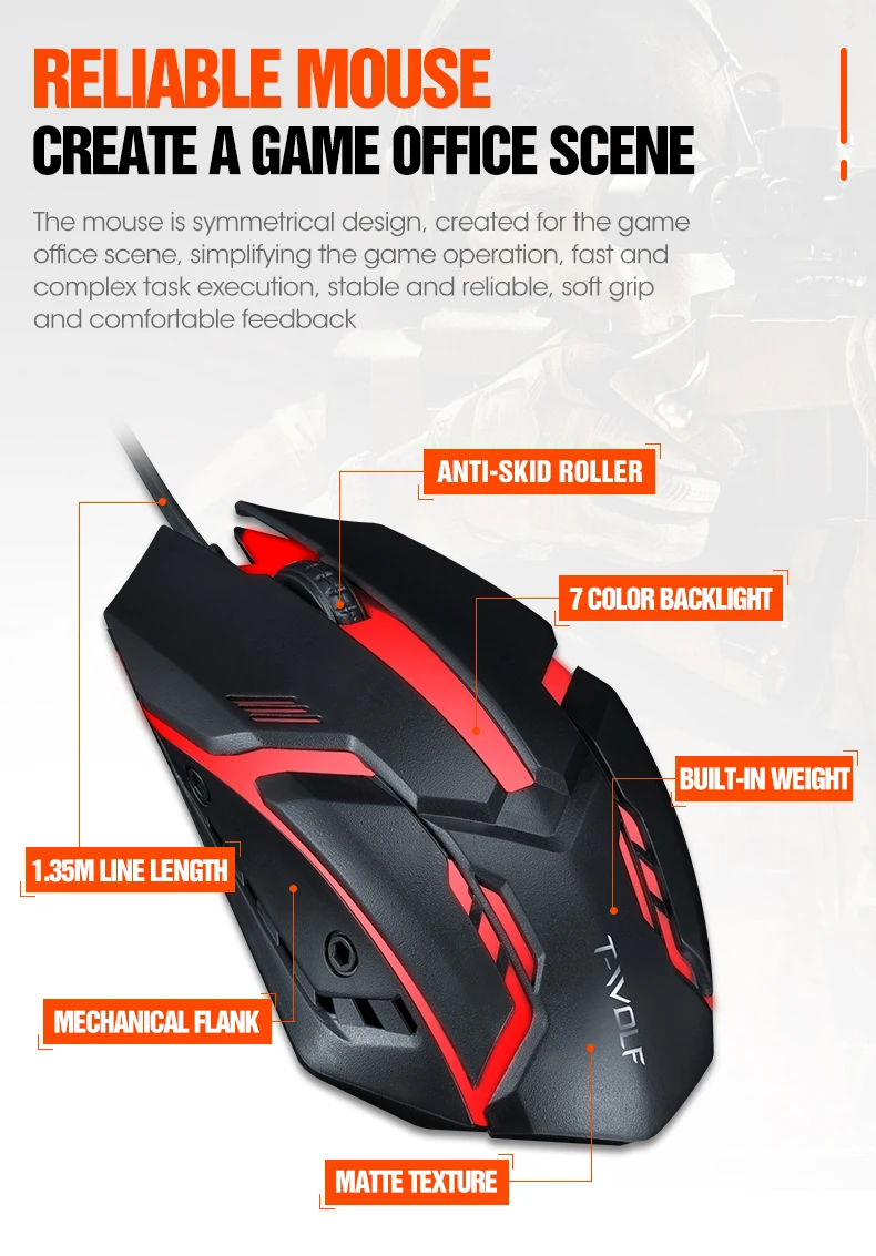 Popular 7-Color LED Breathing Light Gaming Mouse Wired USB Optical 1 Dollar Mouse for Right-handed Computer Users