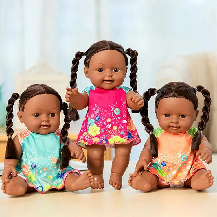 Suave cuerpo completo Mini recién nacido vinilo bebé muñeca negro