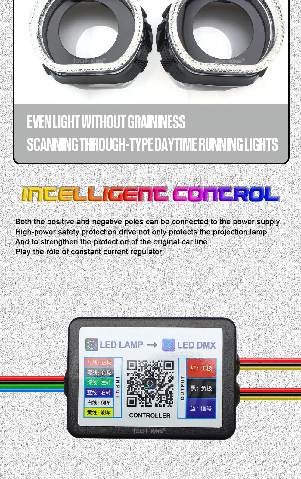 Car Headlight upgrade retrofit accessories 3 "Angel eyes with decorative cover for projector lens APP RGBW daylight with shroud