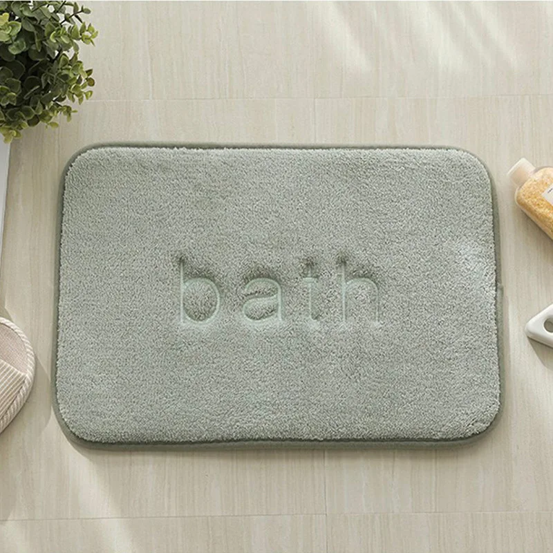 Custom Shu Velvet Foam Embroidered Bath Mat BATH Letters Non-slip Absorbent Bath Mat Floor Mat supplier