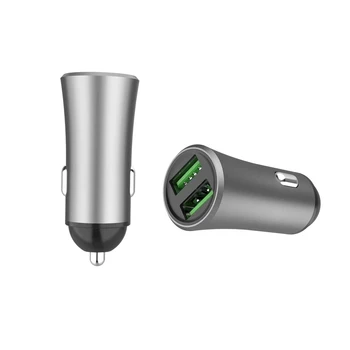 12v 24v aluminum Dual USB Type-C car charger Fireproof Material fast car Wireless charger for Mobile phone
