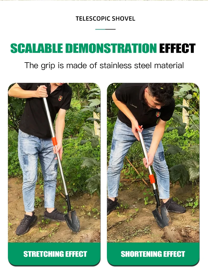 product high quality outdoor multifunction  tools  portable scooping  spade garden removable digging shovel  with metal  handle-3