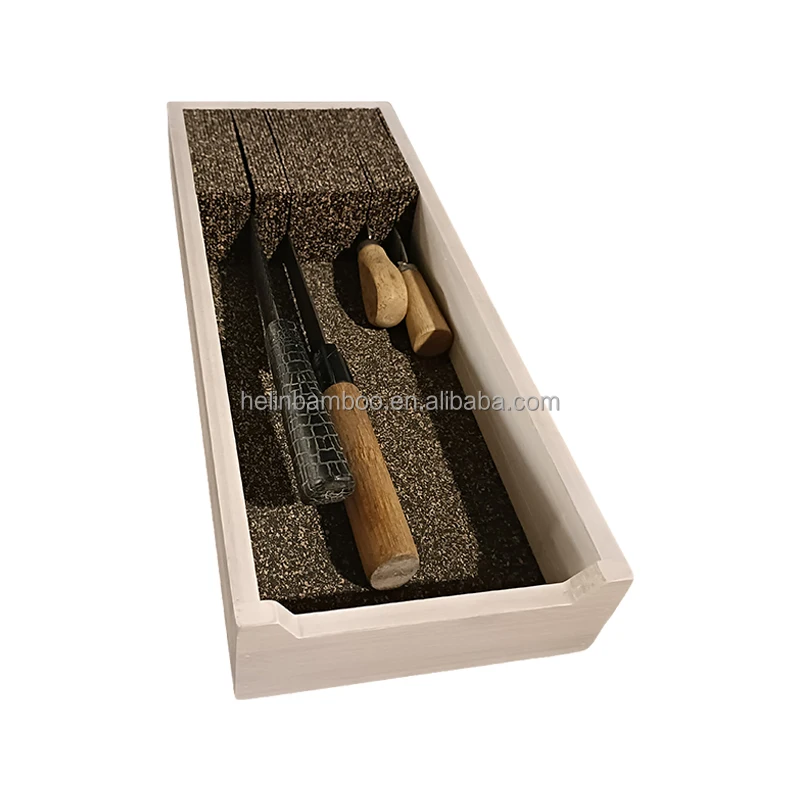 Bamboo Knife Dock With Cork Divider Bamboo Knife Holder Bamboo Knife