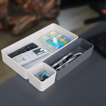 Durable Plastic Storage Bin Boxes Stackable Drawer Organizer Box Desktop Office Home Recyclable Plastic