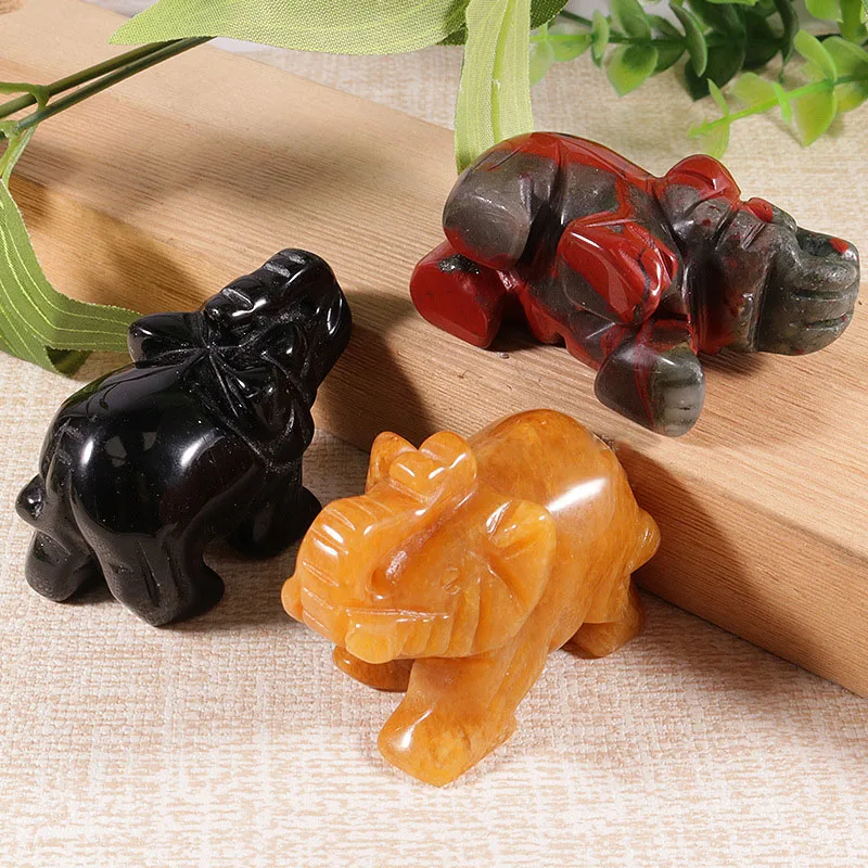 クリスタル象の彫刻 卸売天然石クリスタル象彫刻スケルトン頭蓋骨宝石工芸品装飾品