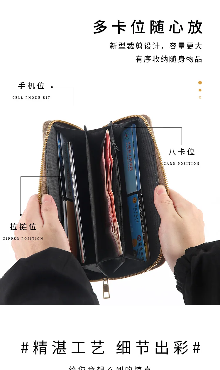 Classic old-fashioned Printed pattern women's wallet fashion trend women's mobile phones bag  women's   Luxury brand wallet