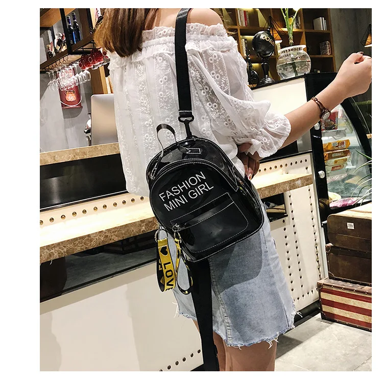 Waterproof PVC Clear Plastic Daily Backpack Mini Teenager Girls Notebook School Bag Fashion Transparent Backpack