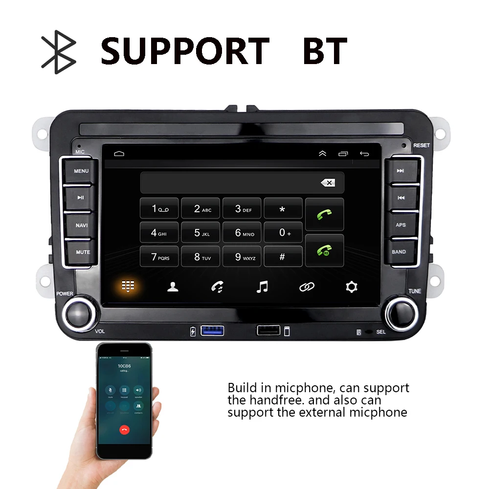 Podofo 2 DIN Radio de Coche Android Carplay Android Auto Hi-Fi
