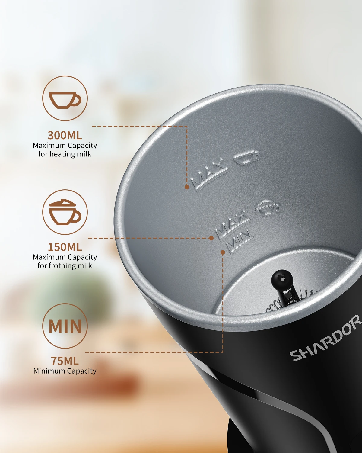 Automatic Electric 4 in 1 Milk Foam Machine With Stand Cappuccino Foamer Espresso Steamer Milk Frother